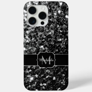 Coque iPhone 15 Pro Max Black White faux parties scintillant scintille bli