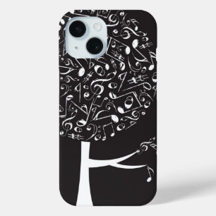 Coque Pour iPhone 15 Black White Music Notes musicales Chanson Sing Pop