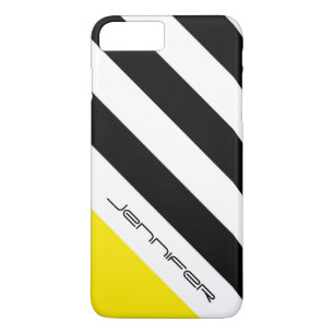 Case-Mate iPhone Case Black, White, Yellow Stripe Chic Minimum Nom