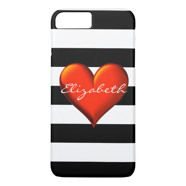 Coques Case-Mate iPhone Black Wht Horiz Bande Rouge Métallurgique Monogram (Dos)