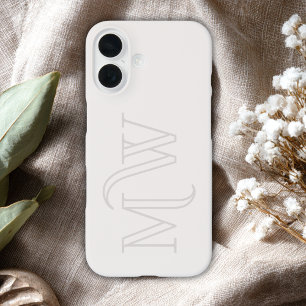 Coque Pour iPhone 16 Blanc cassé Grandes Initiales Monogramme Simple Mi
