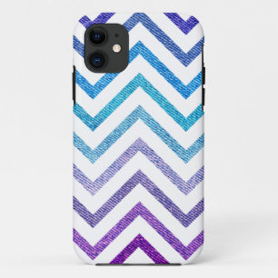Coque iPhone 11 Blanc en pastel de Chevron de denim
