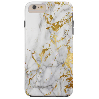 Coque iPhone 6 Plus Tough Blanc et tendre de motif de marbre d'or urbain