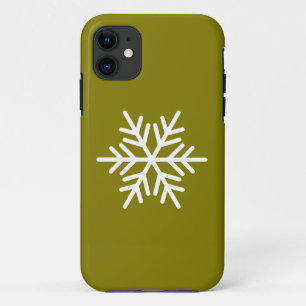 Case-Mate iPhone Case Blanc Moderne Flocon de Neige Nordique sur Olive D