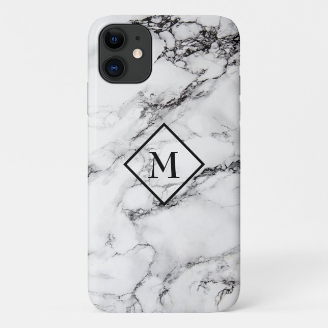 Coques Case-Mate iPhone Blanc Moderne Marbré Avec Du Grain Aléatoire (Dos)