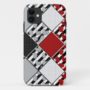 Case-Mate iPhone Case Blanc noir avec patchwork rétro rouge
