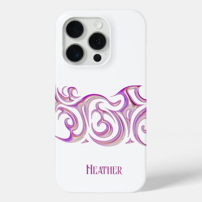 Coques Case-Mate iPhone Blanc personnalisé avec rose 3D Chrome (Verso)
