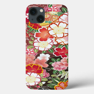 Case-Mate iPhone Case Blanc rose Rouge Oriental Japonais Kimono Floral