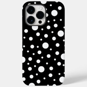 Coque Pour Pour iPhone 14 Pro Max Blanc sur le Motif de points Polka Noir
