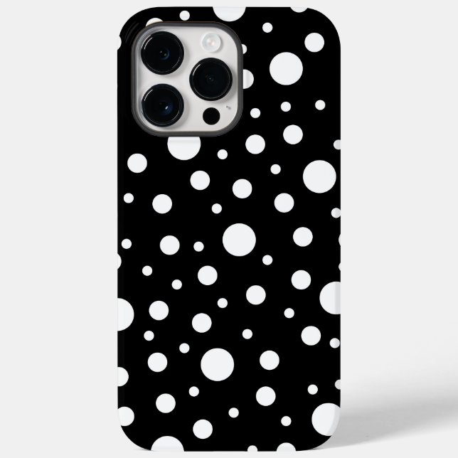 Coques Case-Mate iPhone Blanc sur le Motif de points Polka Noir (Verso)