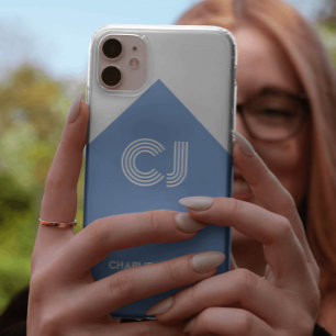 Case-Mate iPhone Case Blanc vintage et bleu aqua monogrammé