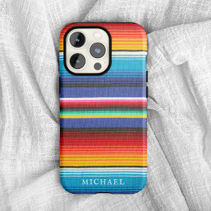 Case-Mate iPhone Case Blanche à rayures mexicaine colorée avec nom
