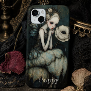 Coque iPhone 15 Mini Blanche Fée Gothique Fleur Personnalisée Whimsgoth