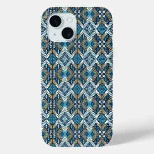 Coque Pour iPhone 15 Blaue symetrisches Boho Muster 18583 b xl