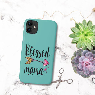 Case-Mate iPhone Case Blessed Mama cadeau pour Maman Turquoise iPhone 15