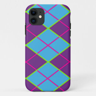 Coques Pour iPhone Bleu argyle et violet