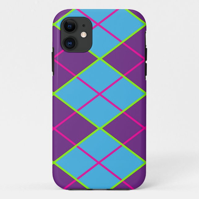 Coques Case-Mate iPhone Bleu argyle et violet (Dos)