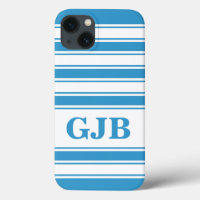 Bleu, bande horizontale avec monogramme