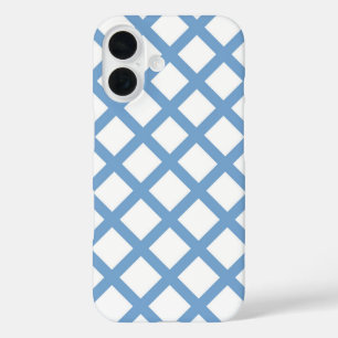 Coque Pour iPhone 16 Bleu Blanc Arlequin Diamond Motif