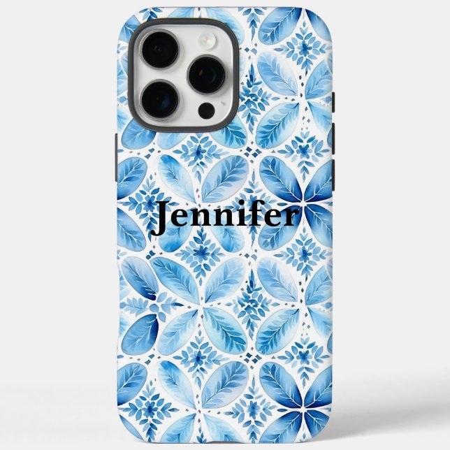 Coques Case-Mate iPhone Bleu blanc Batik Floral (Verso)