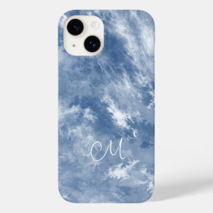 Coque Pour iPhone 14 Bleu blanc marbré Ciel Abstrait personnalisé