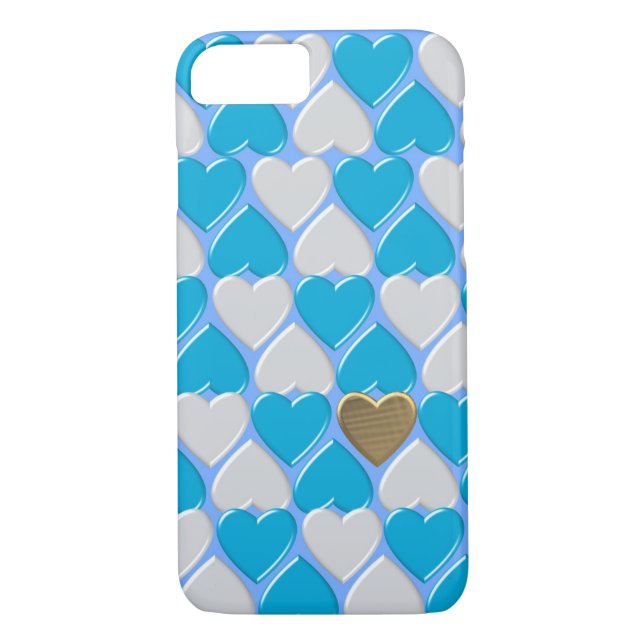 Coques Case-Mate iPhone Bleu, blanc motif bavarois. (Dos)