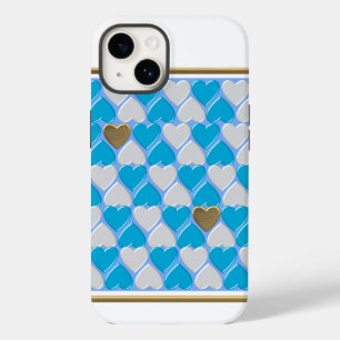 Coque Pour iPhone 14 Bleu, blanc motif bavarois.