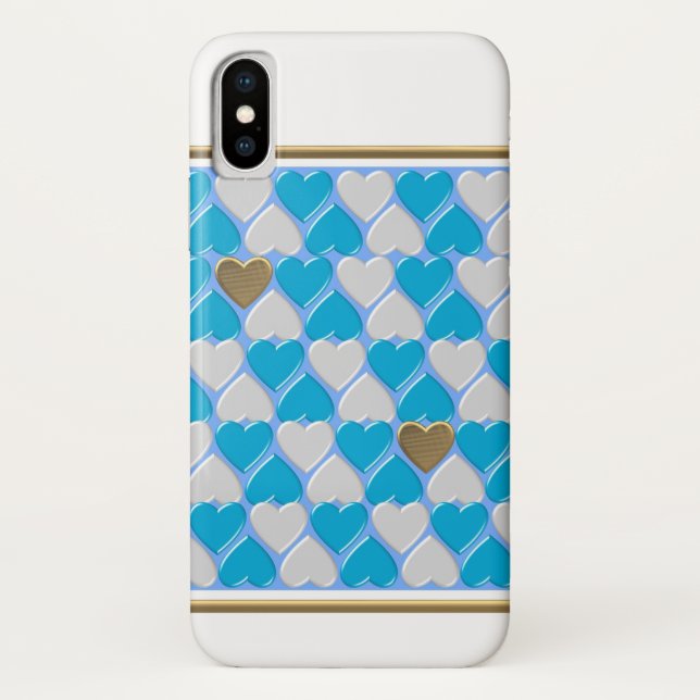 Coques Case-Mate iPhone Bleu, blanc motif bavarois. Cas iPhone coque-Mate (Dos)
