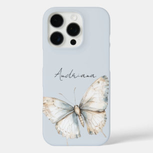 Coques iPhone 16 Pro Bleu Bleu Bleu Papillon Floral