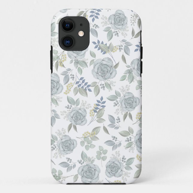 Coques Case-Mate iPhone Bleu botanique Rose aquarelle motif floral (Dos)
