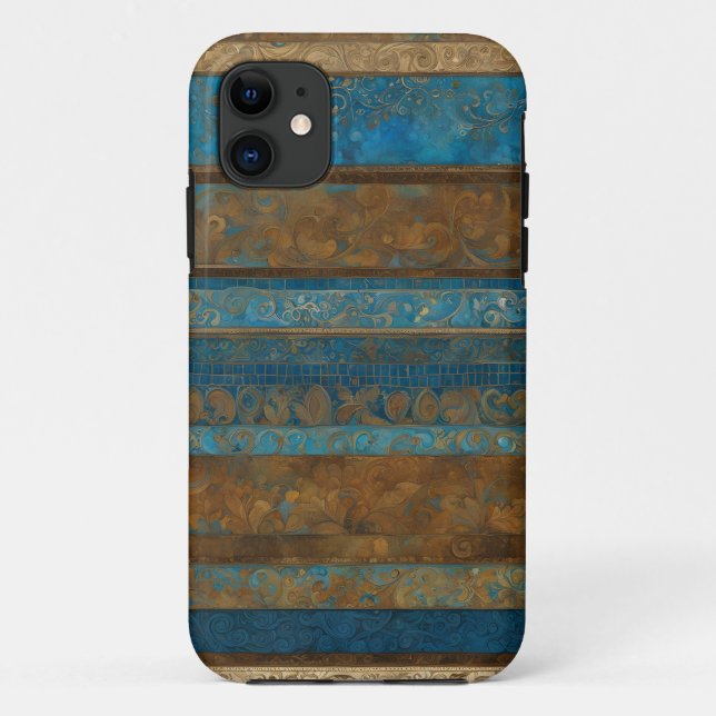Coques Case-Mate iPhone Bleu Bronze et Grunge d'or (Dos)