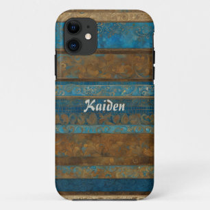Case-Mate iPhone Case Bleu Bronze et Grunge d'or Grandes Personnalisées
