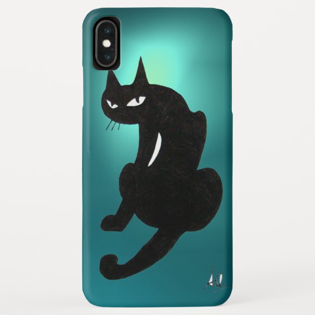 Coques Case-Mate iPhone Bleu CAT NOIR (Dos)