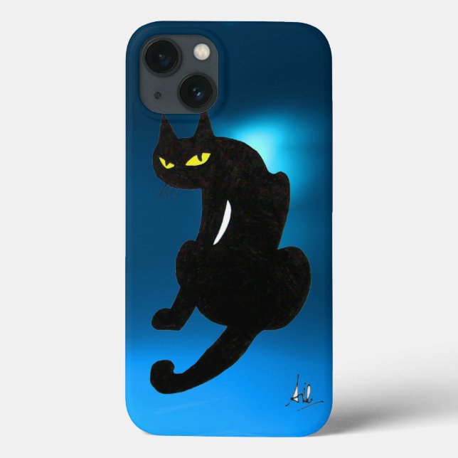 Coques Case-Mate iPhone Bleu CAT NOIR (Verso)