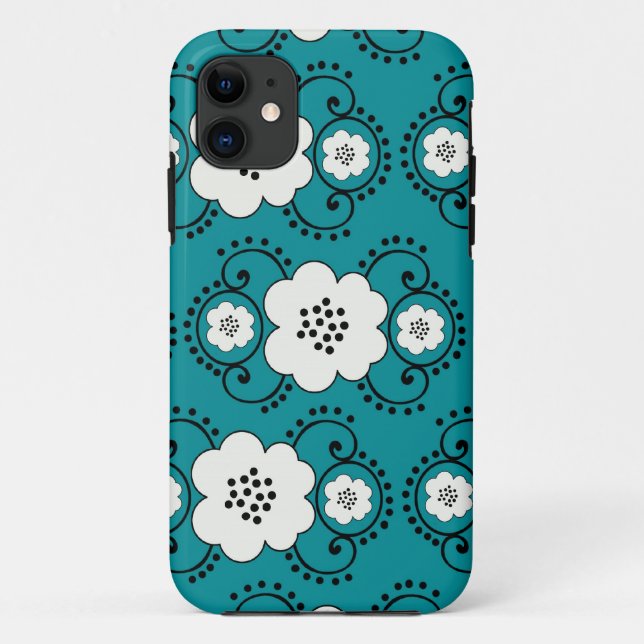 Coques Case-Mate iPhone bleu chic floral (Dos)