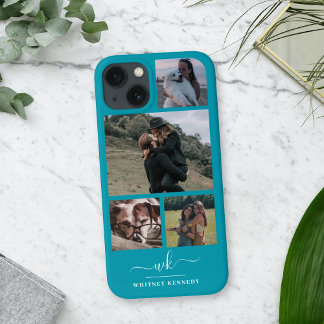 Case-Mate iPhone Case Bleu Créez votre propre 4 photo Collage Monogramme