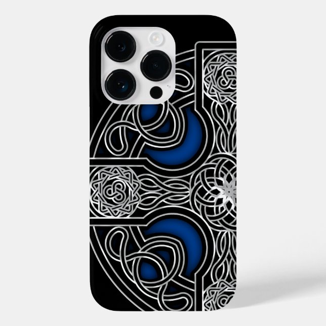 Coques Case-Mate iPhone bleu de croix celtique (Verso)