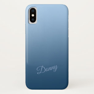Coques Pour iPhone Bleu de gradient avec le nom fait sur commande