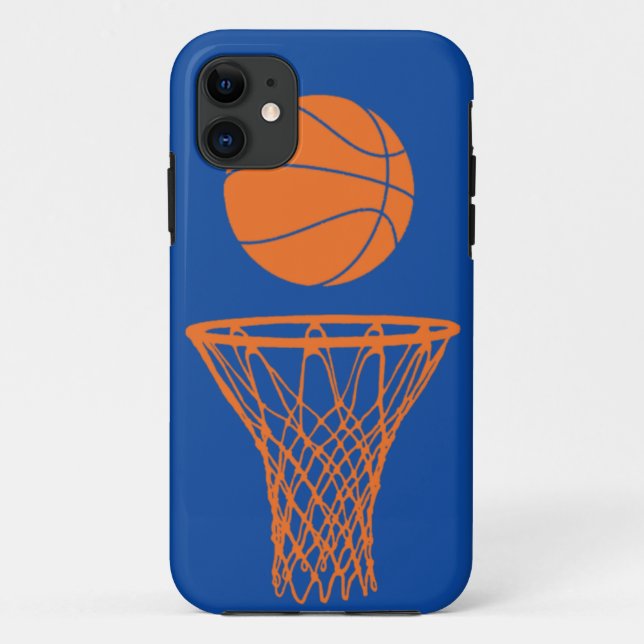 Coques Case-Mate iPhone bleu de Knicks de silhouette de basket-ball de (Dos)