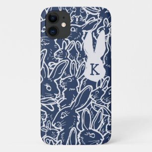 Case-Mate iPhone Case Bleu de la marine lapin Dessin Monogramme moderne