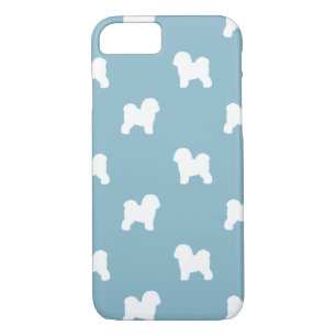Coque iPhone 8/7 Bleu de motif de silhouettes de Bichon Frise