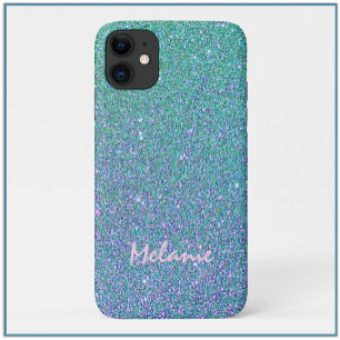 Case-Mate iPhone Case Bleu de verre Parties scintillant verte et violett