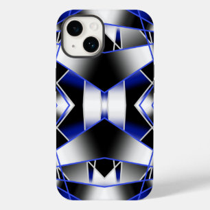 Coque Pour iPhone 14 Bleu Dégradé Rempli Mécanique Dessin Mosaïque
