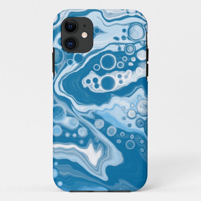 Coques Case-Mate iPhone Bleu Digital Fluid Art Marbre Pour Peinture Cellul (Dos)