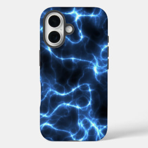 Coque Pour iPhone 16 Bleu électrique haute tension   Téléphone Abstrait