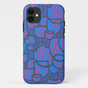 Etui iPhone Case-Mate Bleu élégant et Magenta Abstrait, Black Outlines