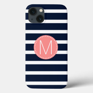 Etui iPhone Case-Mate Bleu et blanc de la marine avec Monogramme de cora