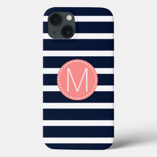 Etui iPhone Case-Mate Bleu et blanc de la marine avec Monogramme de cora