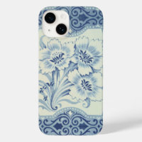 Bleu et blanc Floral Victorian Majolica Antique