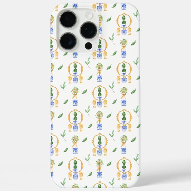 Coques Case-Mate iPhone Bleu et blanc jolie Chinoiserie Orange Topiaire (Verso)